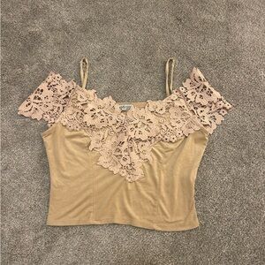 soft lacy tan crop top
